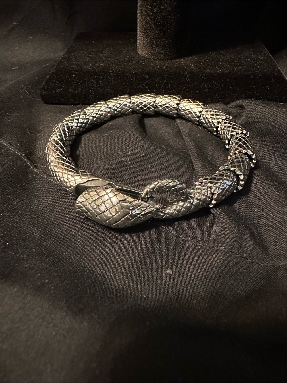Serpent-Style Segmented Bracelet - Silver Tone